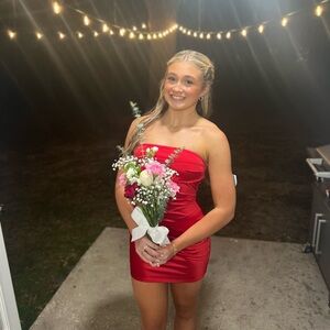 Red Strapless Mini Dress
